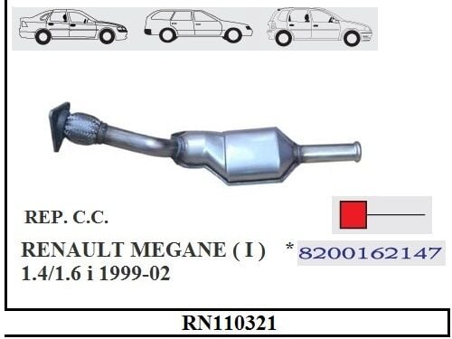 Renault Megane 1 1.4 /1.6 E Katalitik Konverter Yerine Ön Baskılı Spiralli Susturucu 1995 > 2002