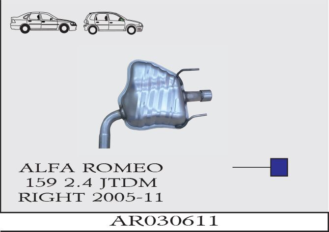 Alfa Romeo 159 2.4 Jtdm  Arka Susturucu Borulu Baskılı Sağ Taraf 2005 > 2011