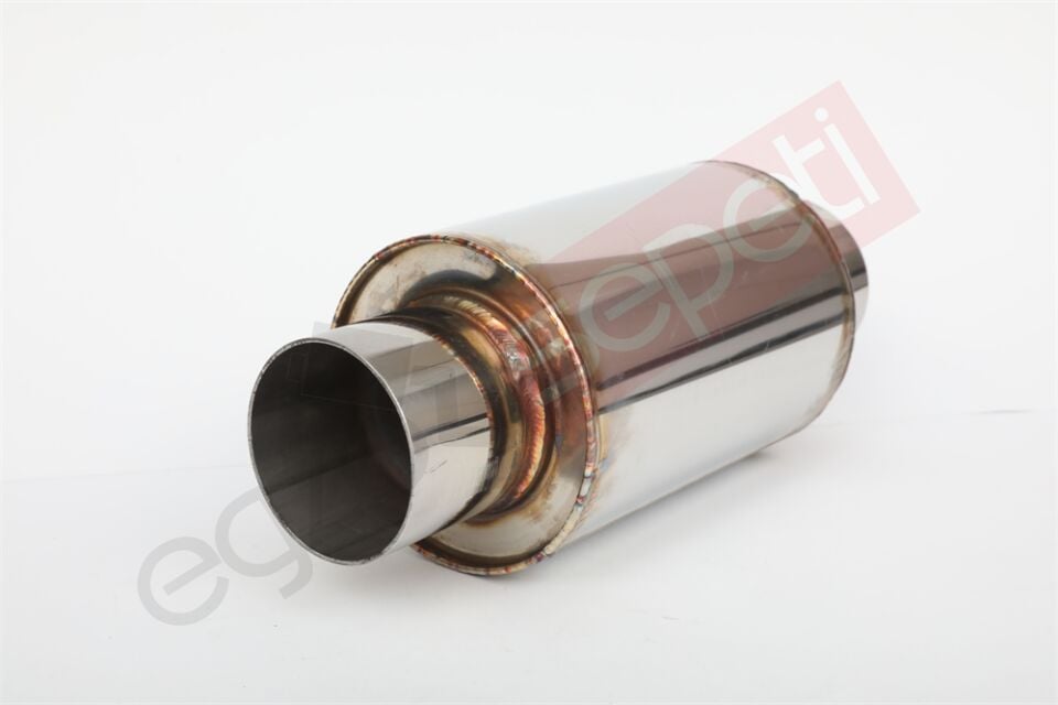 Özel Üretim Rezonatör 76 Çap 304 Krom, Elyaflı Spor Susturucu 15 CM