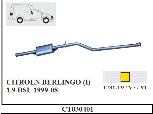 Citroen Berlingo 1 1.9 Dsl  Orta Susturucu Borulu 1999 > 2008