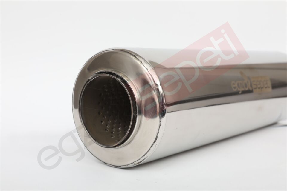 Özel Üretim Rezonatör 60 Çap 304 Krom, Elyaflı Spor Susturucu 35 CM