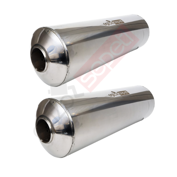 Özel Üretim 2 Adet Rezonatör 76 Çap 304 Krom, Elyaflı Spor Susturucu 25 CM