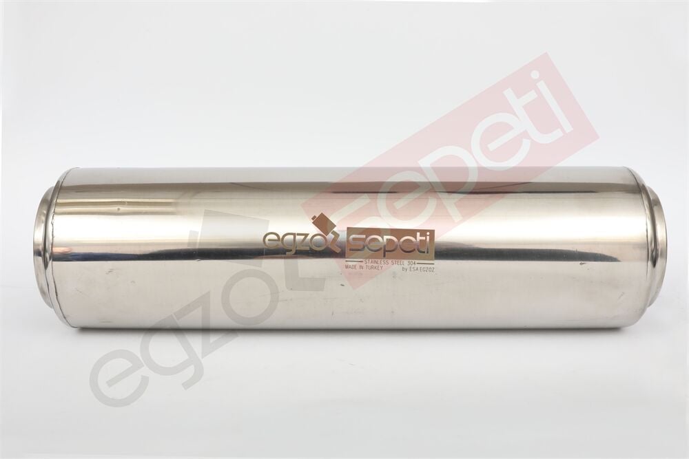 Özel Üretim Rezonatör 76 Çap 304 Krom, Elyaflı Spor Susturucu 35 CM