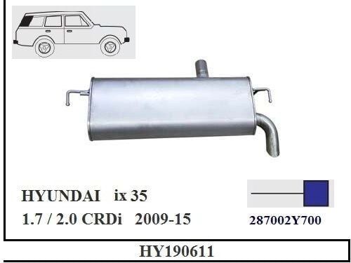 Hyundai İx35 1.7 / 2.0 Crdi Arka Susturucu Tek Çıkış 2009 > 2015