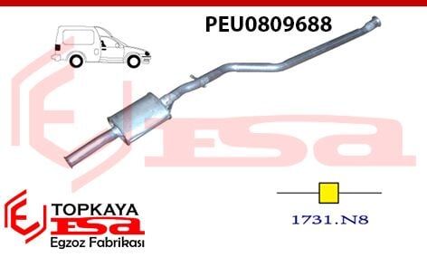 Peugeot Partner 1.9 Dsl Orta Susturucu Borulu 2001 > 2008