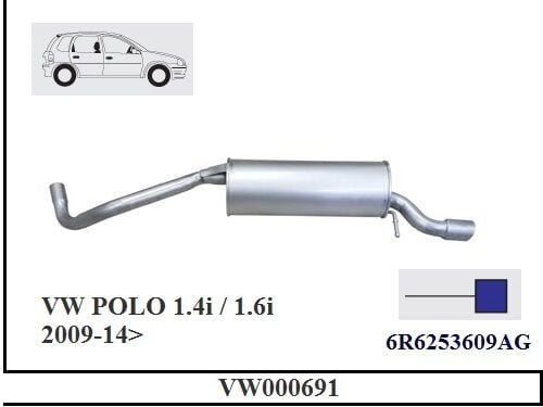 VW Polo 1.4İ /1.6İ Arka Susturucu Borulu 2009 > 2014 >