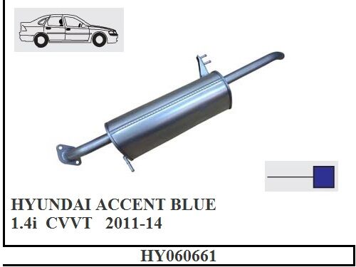 Hyundai Accent Blue 1.4İ Cvvt Arka Susturucu Borulu 2011 > 2014