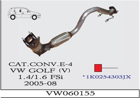 Volkswagen Golf 5 1.4 / 1.6 Fsi Katalitik Konverter Sprialli Çift Bağlantılı Euro 5 2005 > 2008