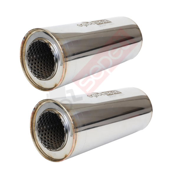 Özel Üretim 2 Adet Rezonatör 60 Çap 304 Krom, Elyaflı Spor Susturucu 25 CM