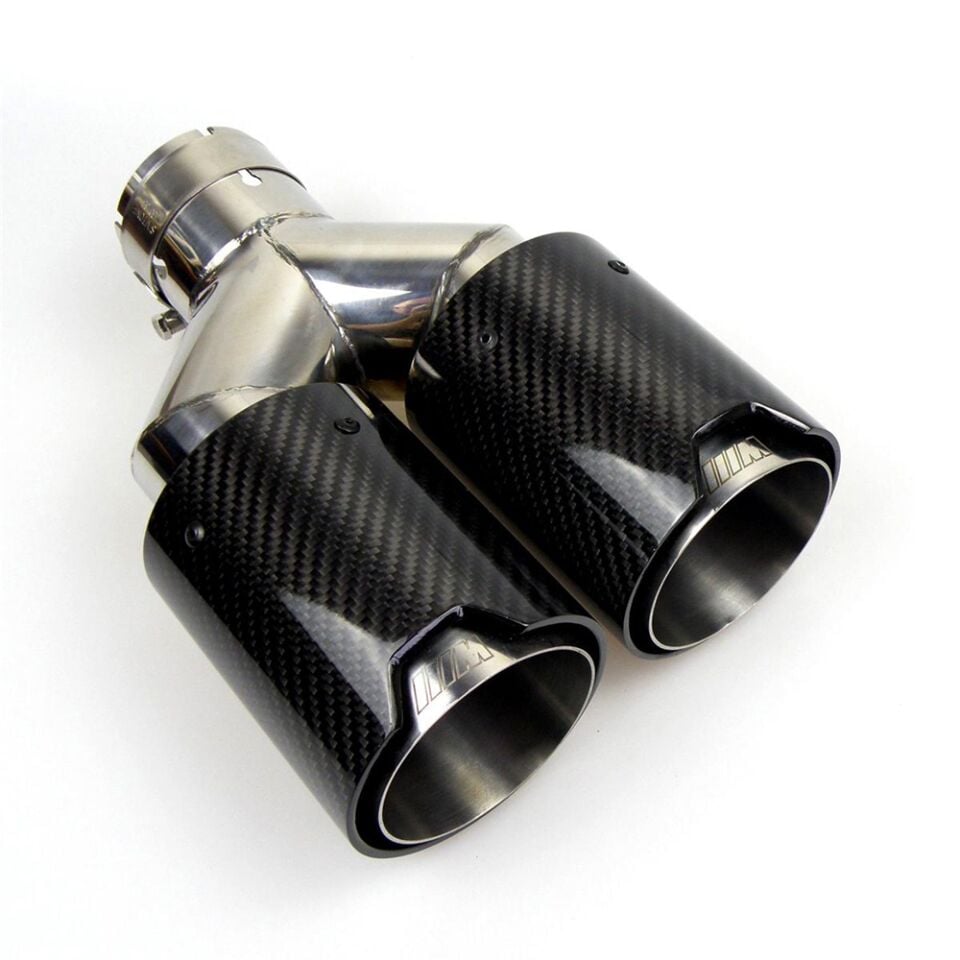 Bmw M Logolu Karbon Egzoz Ucu 76 MM Parlak Sag