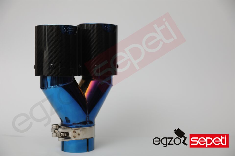 Bmw M Logolu Karbon Egzoz Ucu 76 MM Parlak Sag
