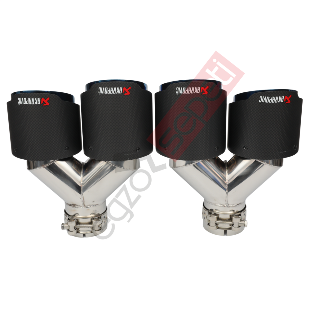 Akrapoviç Karbon Egzoz Ucu 100 MM Çiftli Mat Mavi Sag Ve Sol Takım Gerçek Karbon Malzeme İthal Ürün