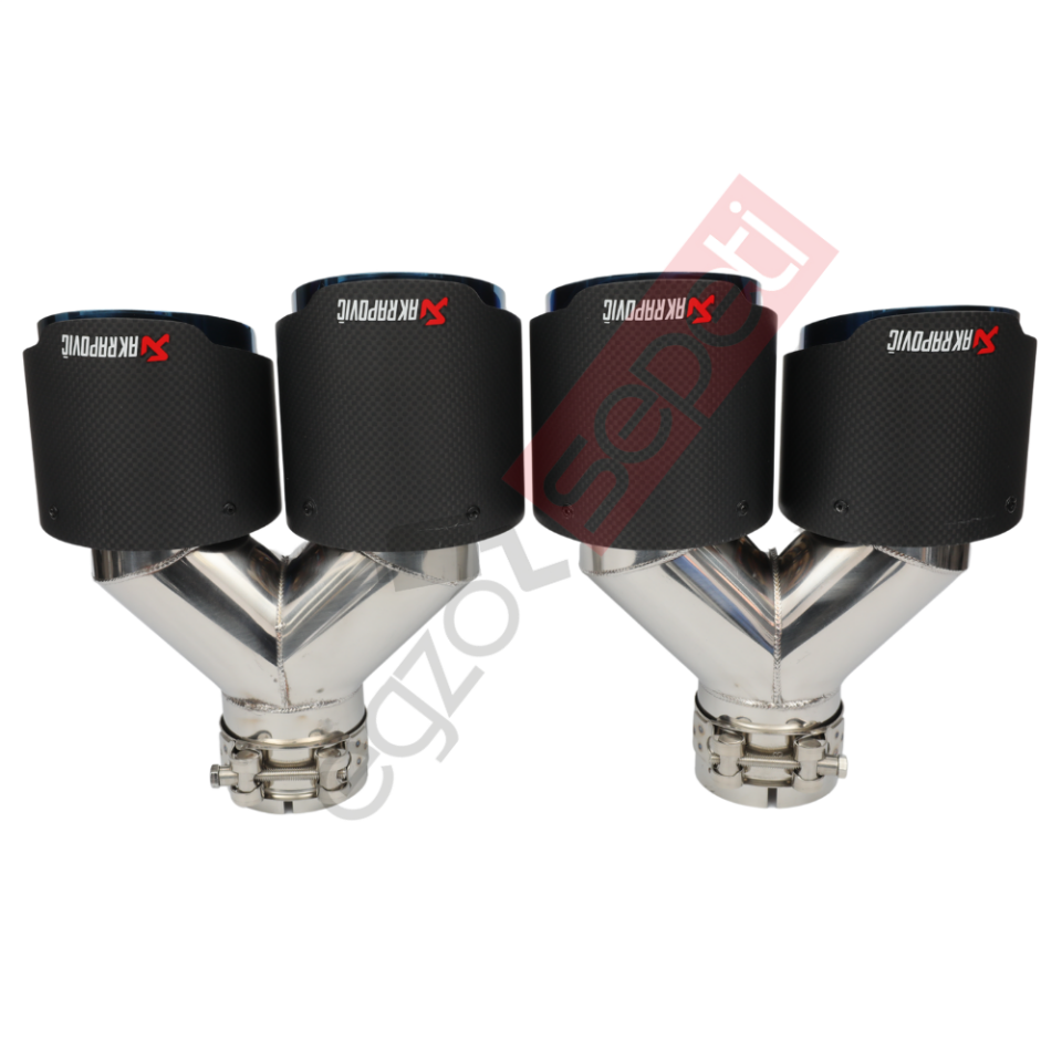 Akrapoviç Karbon Egzoz Ucu 100 MM Çiftli Mat Mavi Sag Ve Sol Takım Gerçek Karbon Malzeme İthal Ürün