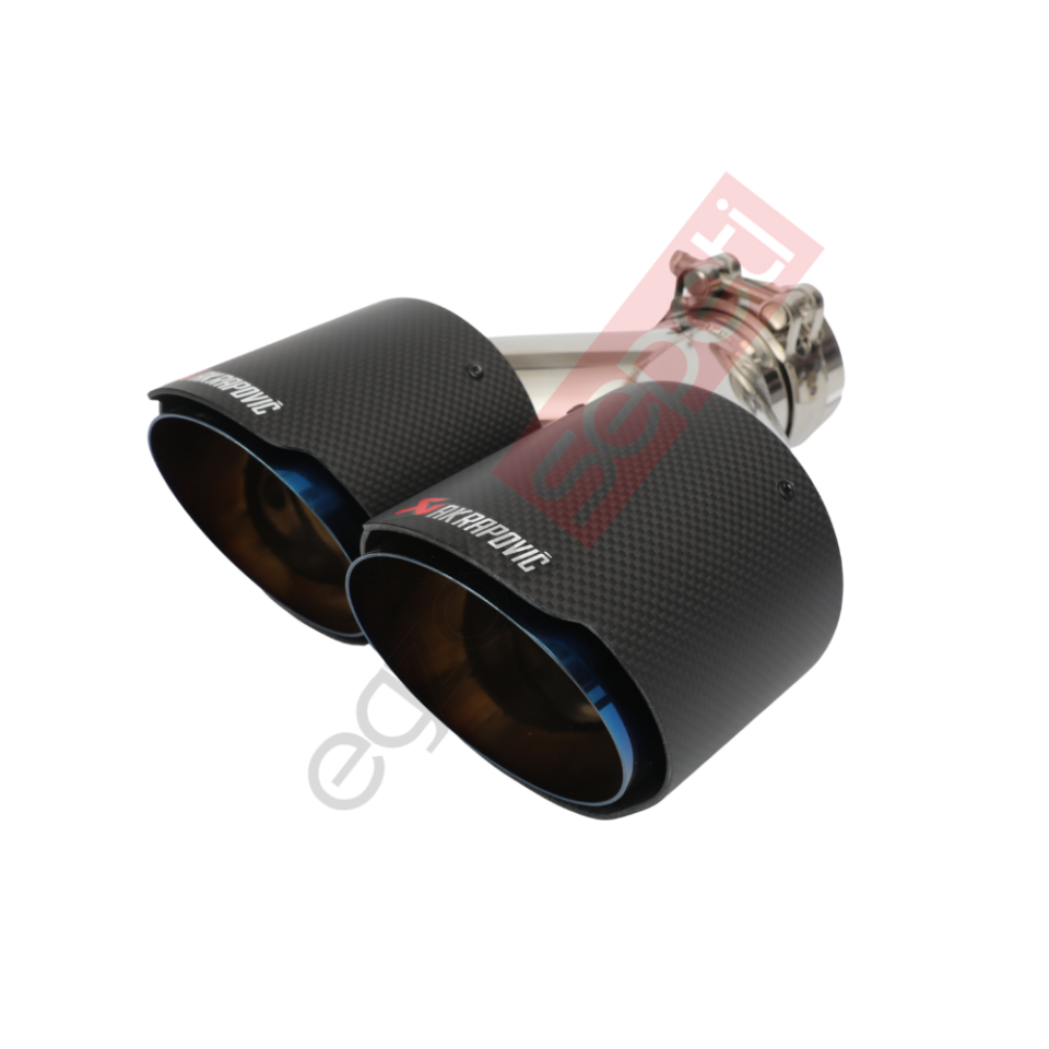 Akrapoviç Karbon Egzoz Ucu 100 MM Çiftli Mat Mavi Sag Ve Sol Takım Gerçek Karbon Malzeme İthal Ürün