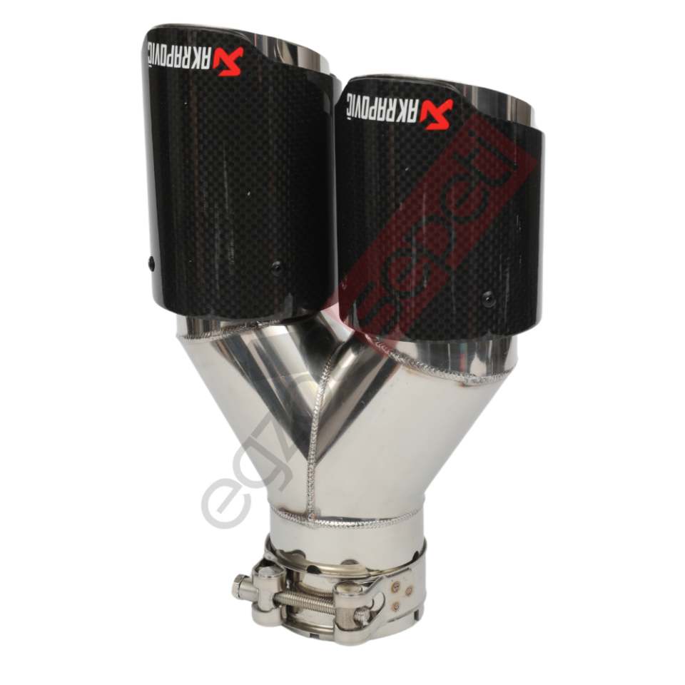 Akrapoviç Karbon Egzoz Ucu 76 MM Çiftli Parlak Sol Gerçek Karbon Malzeme İthal Ürün