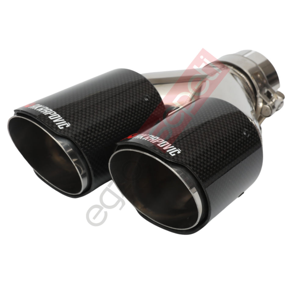 Akrapoviç Karbon Egzoz Ucu 76 MM Çiftli Parlak Sağ Gerçek Karbon Malzeme İthal Ürün
