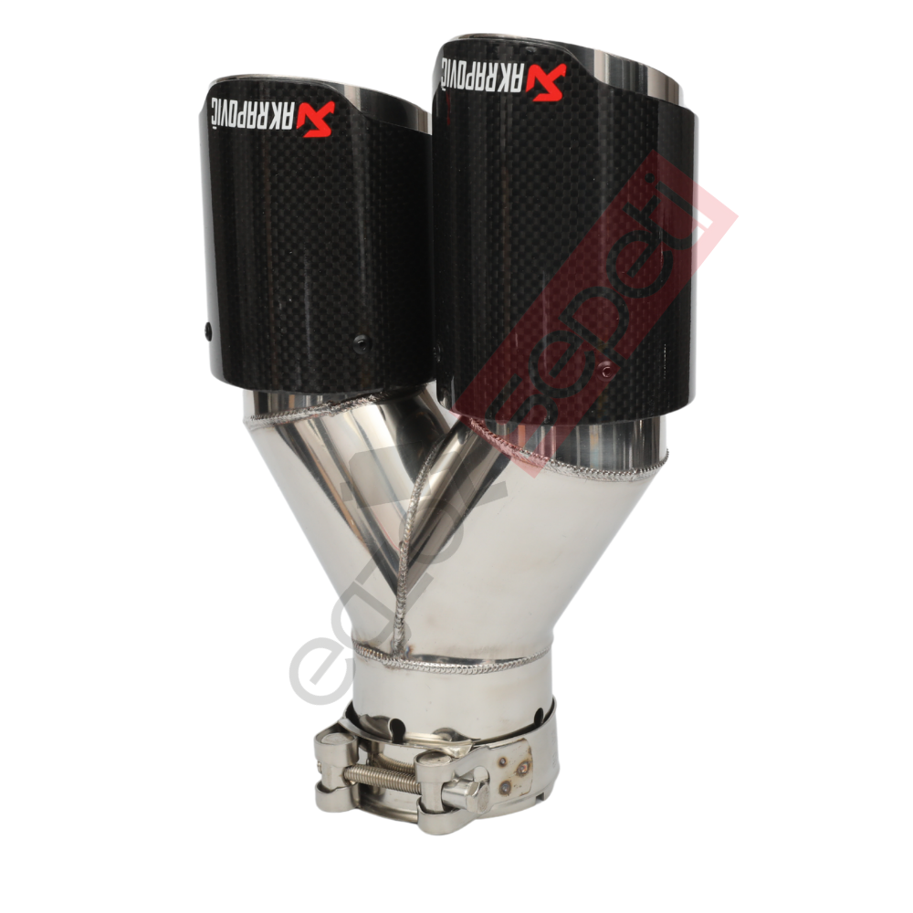 Akrapoviç Karbon Egzoz Ucu 76 MM Çiftli Parlak Sağ Gerçek Karbon Malzeme İthal Ürün