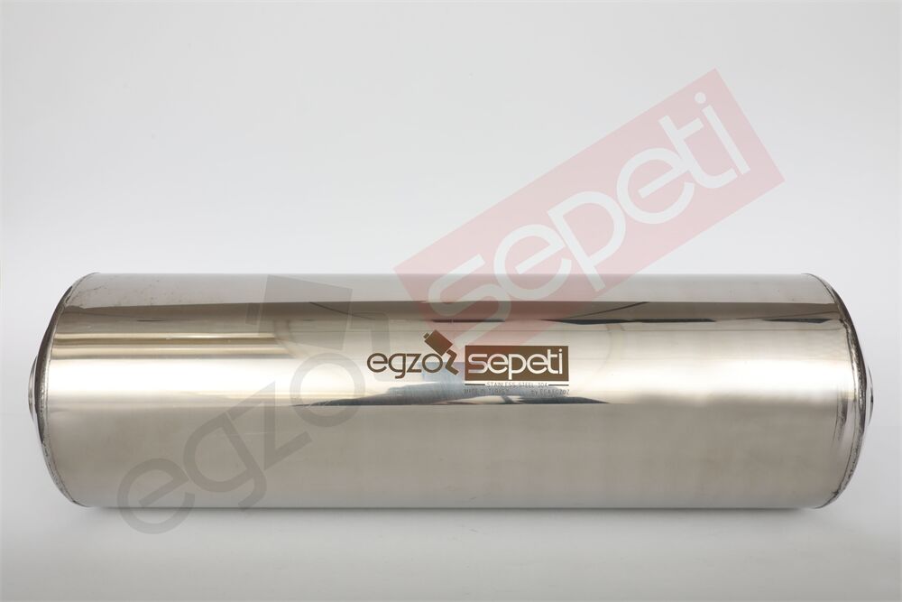 Özel Üretim Rezonatör 60 Çap 304 Krom, Elyaflı Spor Susturucu 40 CM