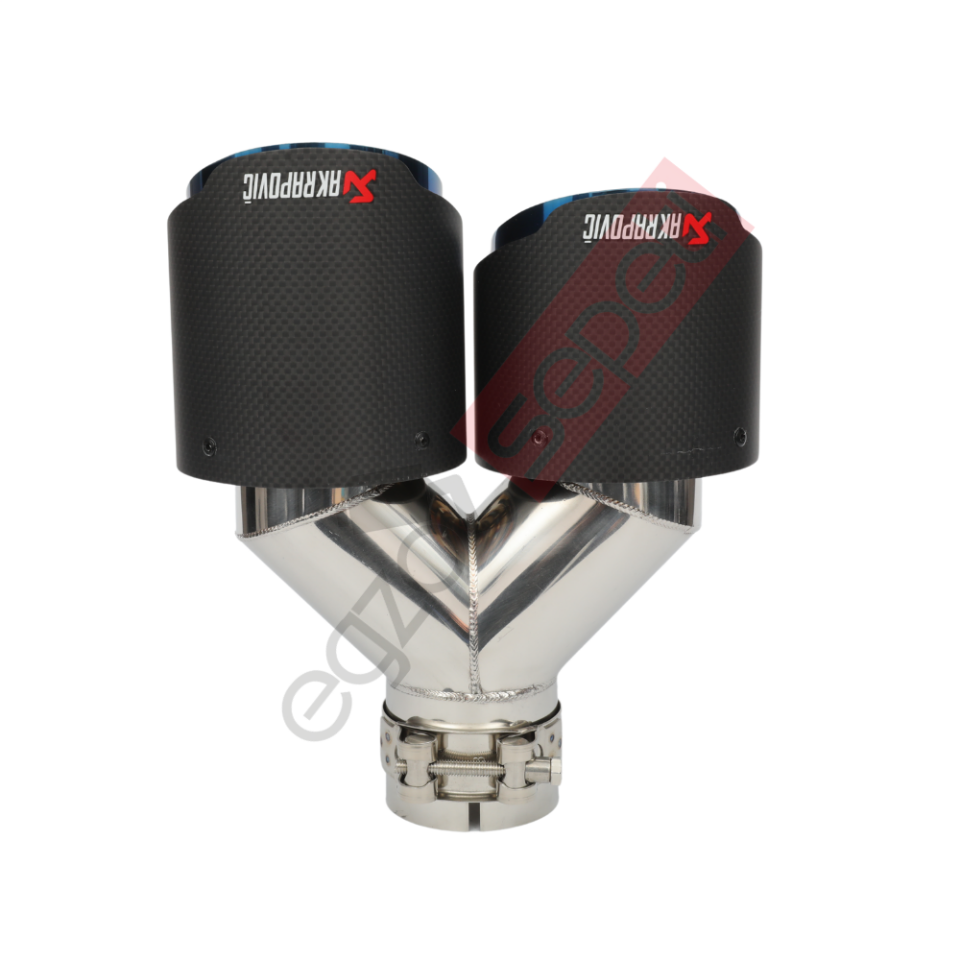 Akrapoviç Karbon Egzoz Ucu 100 MM Çiftli Mavi Mat Sol Gerçek Karbon Malzeme İthal Ürün