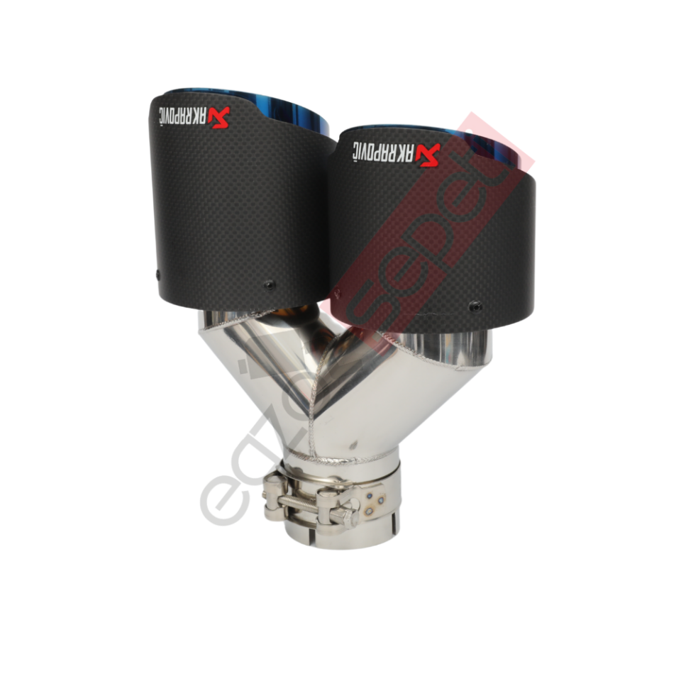 Akrapoviç Karbon Egzoz Ucu 100 MM Çiftli Mavi Mat Sol Gerçek Karbon Malzeme İthal Ürün