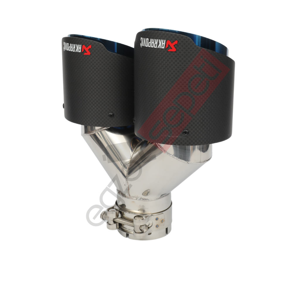 Akrapoviç Karbon Egzoz Ucu 100 MM Çiftli Mavi Mat Sag Gerçek Karbon Malzeme İthal Ürün