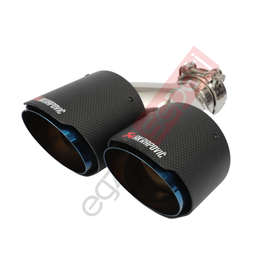 Akrapoviç Karbon Egzoz Ucu 100 MM Çiftli Mavi Mat Sag Gerçek Karbon Malzeme İthal Ürün