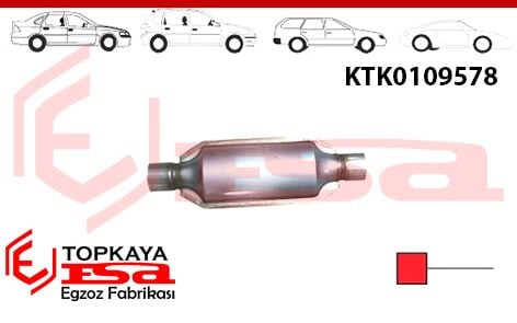 Katalitik Konverter Euro 2 Metal Oval L=330 / W=150 / Ф54 Mm