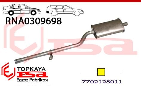 Renault R12 Orta Susturucu Borulu 1.3 / 1.4 1970 > 1989