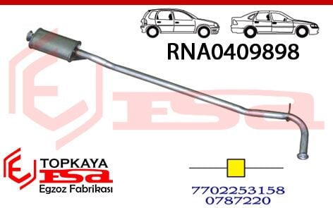 Renault R19 Orta Susturucu Borulu 1.2 / 1.4 İe 1988 > 1999