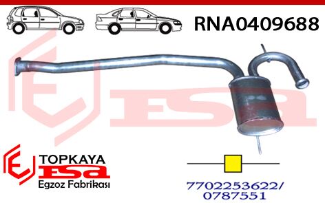 Renault R19 Orta Susturucu Borulu 1.4 / 1.6 İe Tek 1990 > 2000