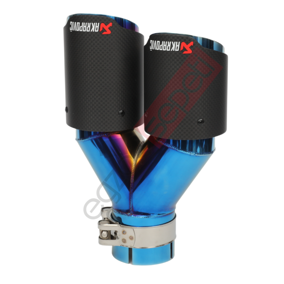 Akrapoviç Karbon Egzoz Ucu 76 MM Çiftli Mat Mavi Sol Taraf Gerçek Karbon Malzeme İthal Ürün