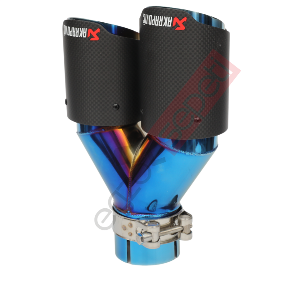 Akrapoviç Karbon Egzoz Ucu 76 MM Çiftli Mat Mavi Sag Taraf Gerçek Karbon Malzeme İthal Ürün