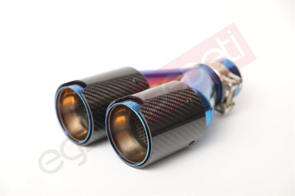 Bmw M Logolu Karbon Egzoz Ucu 76 MM Parlak Mavi Sag Taraf