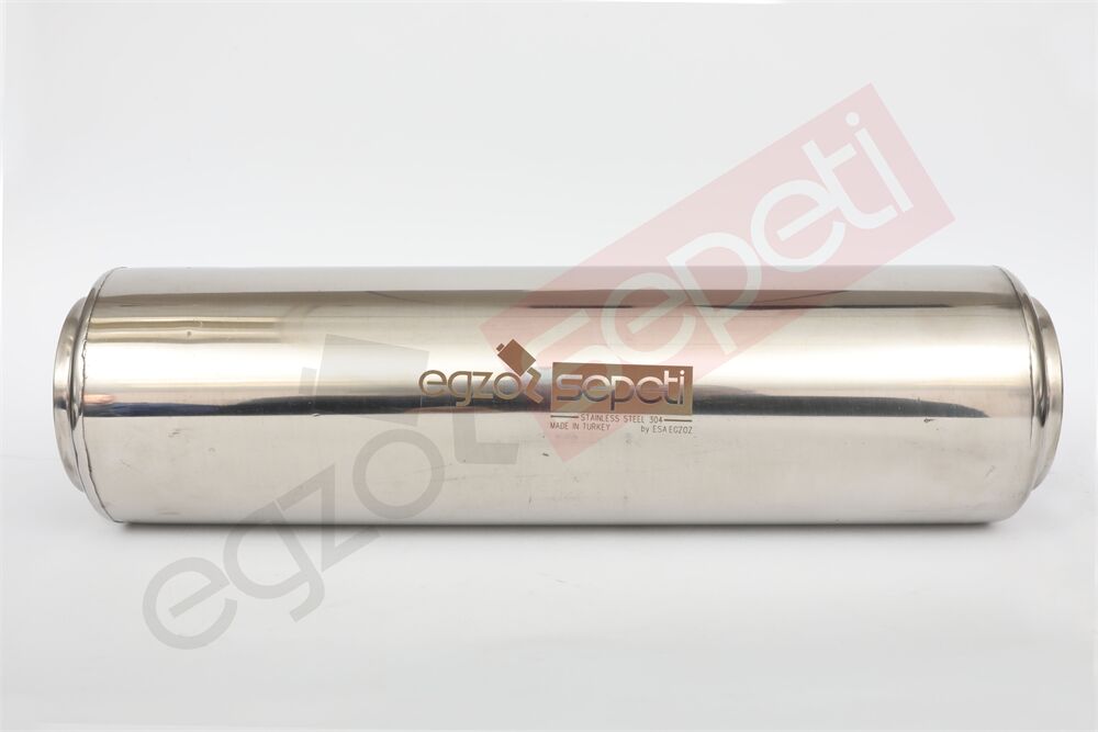 Özel Üretim Rezonatör 76 Çap 304 Krom, Elyaflı Spor Susturucu 35 CM