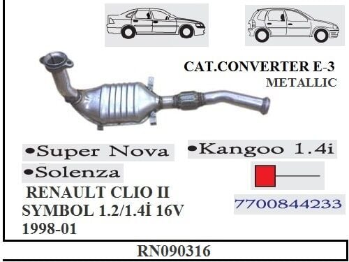 Daica Solenza Metal Spiralli Katalitik Konverter Euro 3 1998 > 2001