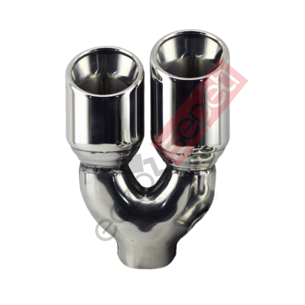 Krom Çift Çıkış Egzoz Ucu 304 Kalite Sol Taraf Yuvarlak Çap Ölçüs 80x120 MM