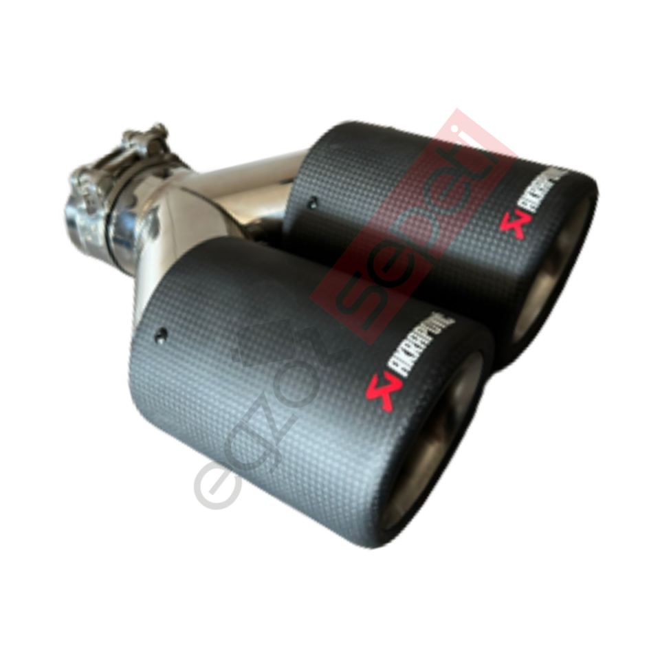 Akrapoviç Karbon Egzoz Ucu 90 MM Çiftli Dudaklı Parlak Eşit Gerçek Karbon Malzeme İthal Ürün