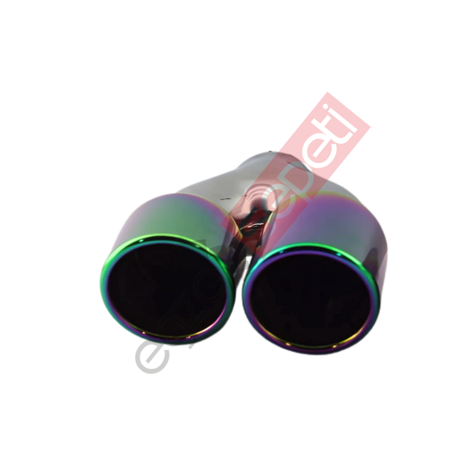 Çift Çıkış Egzoz Ucu 304 Kalite Sol Taraf Yuvarlak Çap Ölçüs 80x120MM