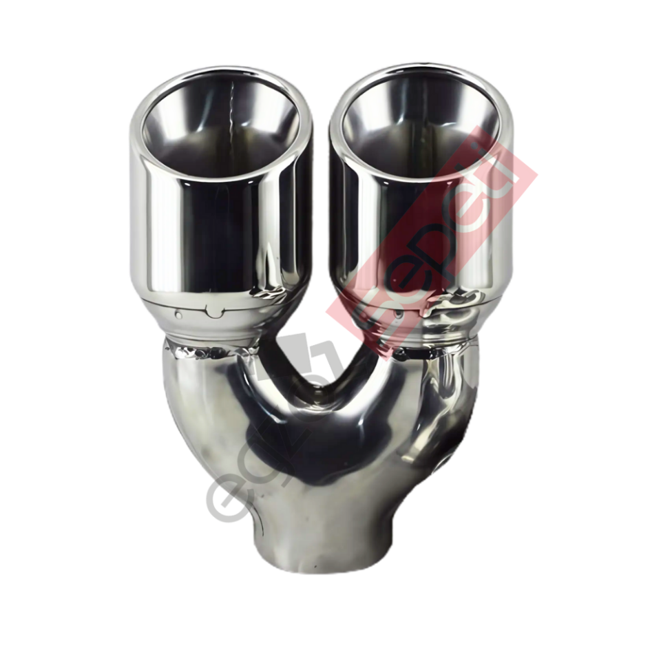 Krom Çift Çıkış Egzoz Ucu 304 Kalite EŞİT Yuvarlak Çap Ölçüs 80x120MM