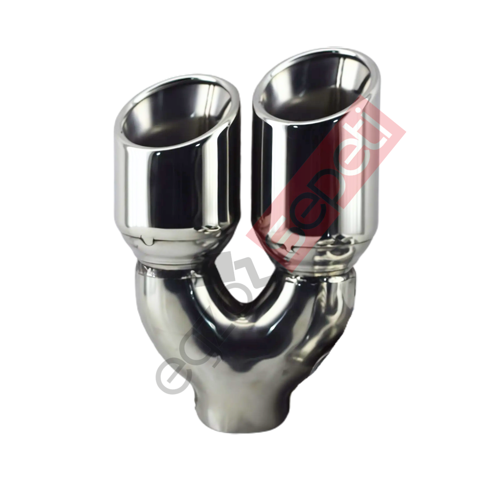 Krom Çift Çıkış Egzoz Ucu 304 Kalite Sol Taraf Yuvarlak Çap Ölçüs 80x120MM