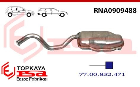 Renault Laguna 1 Arka Susturucu Borulu 140 Hp 2.0 / 2.2İ Baskılı 1995 > 2001