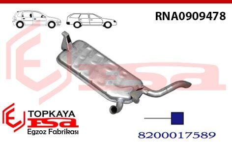 Renault Laguna 2 1.6 / 1.8İ 16V Arka Susturucu Borulu Baskılı 2001 > 2007 Hb / Sw