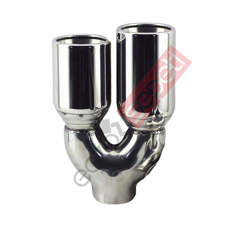 Krom Çift Çıkış Egzoz Ucu 304 Kalite Sol Taraf Yuvarlak Çap Ölçüs 80x12MM