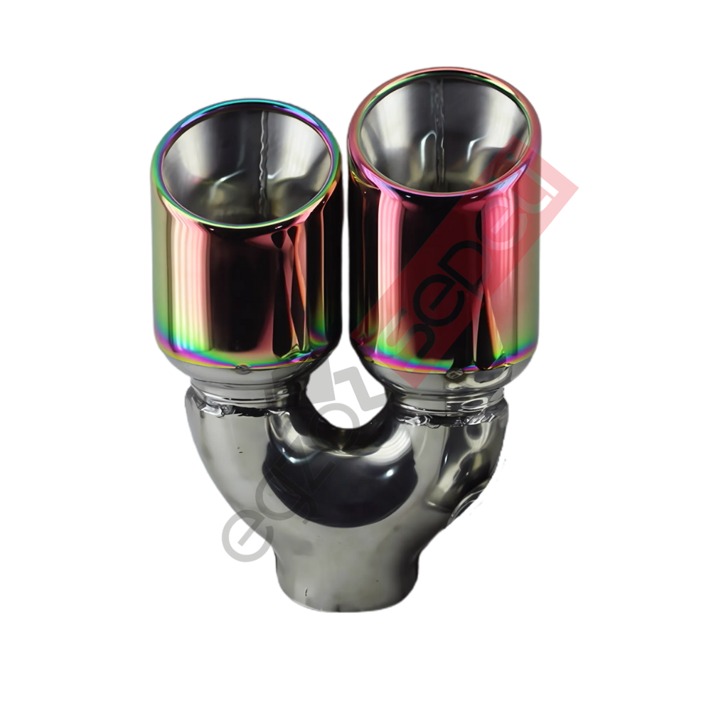 Krom Çift Çıkış Egzoz Ucu 304 Kalite Sol Taraf Yuvarlak Çap Ölçüsü 90x120MM