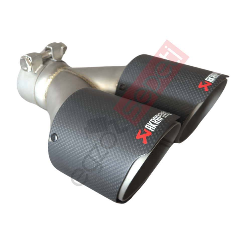 Akrapoviç Karbon Egzoz Ucu 90 MM Çiftli Krom Mat Eşit Gerçek Karbon Malzeme İthal Ürün