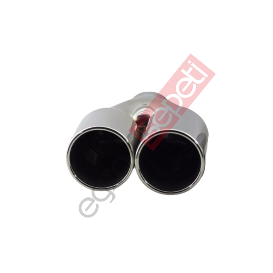 Krom Çift Çıkış Egzoz Ucu 304 Kalite Sol Taraf Yuvarlak Çap Ölçüsü 90x120MM