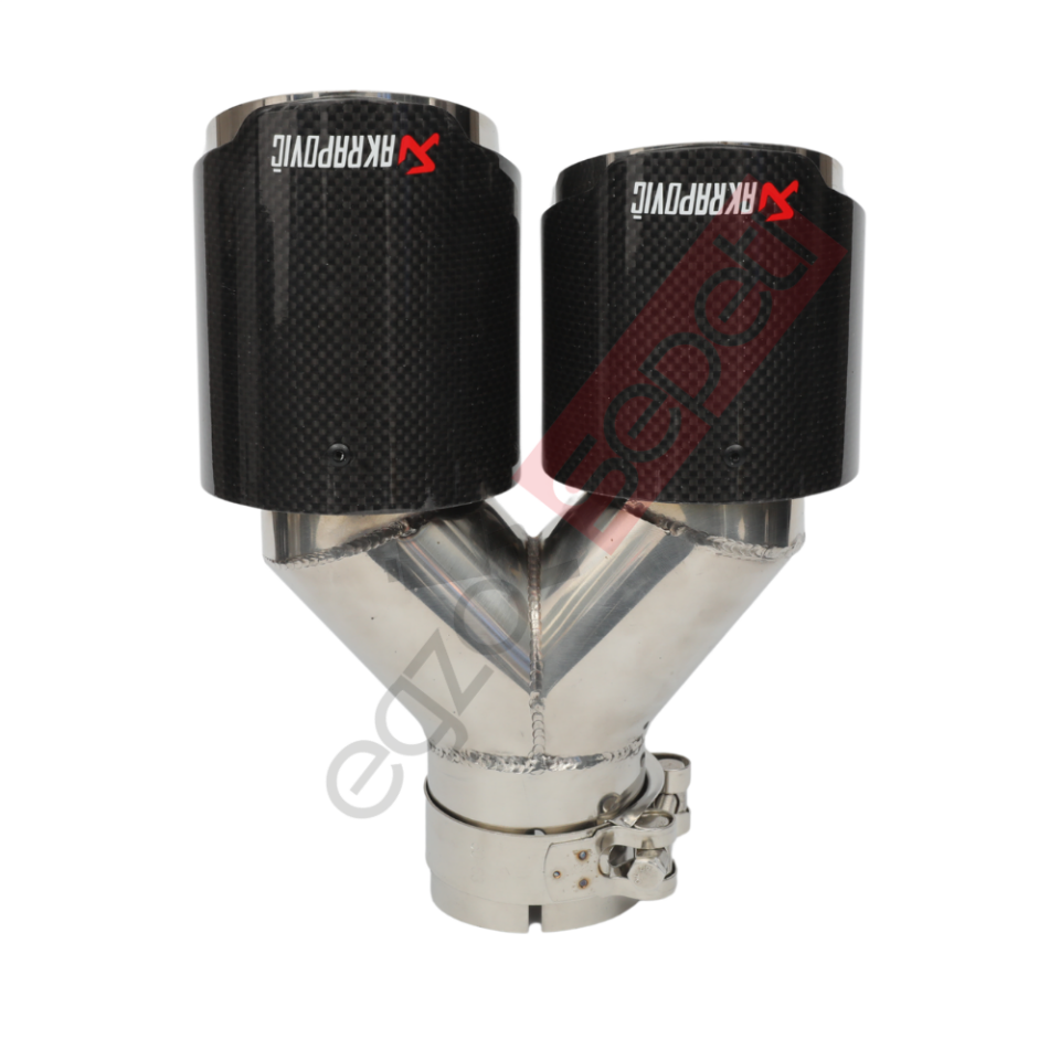 Akrapoviç Karbon Egzoz Ucu 90 MM Çiftli Parlak Krom  Sol Gerçek Karbon Malzeme İthal Ürün