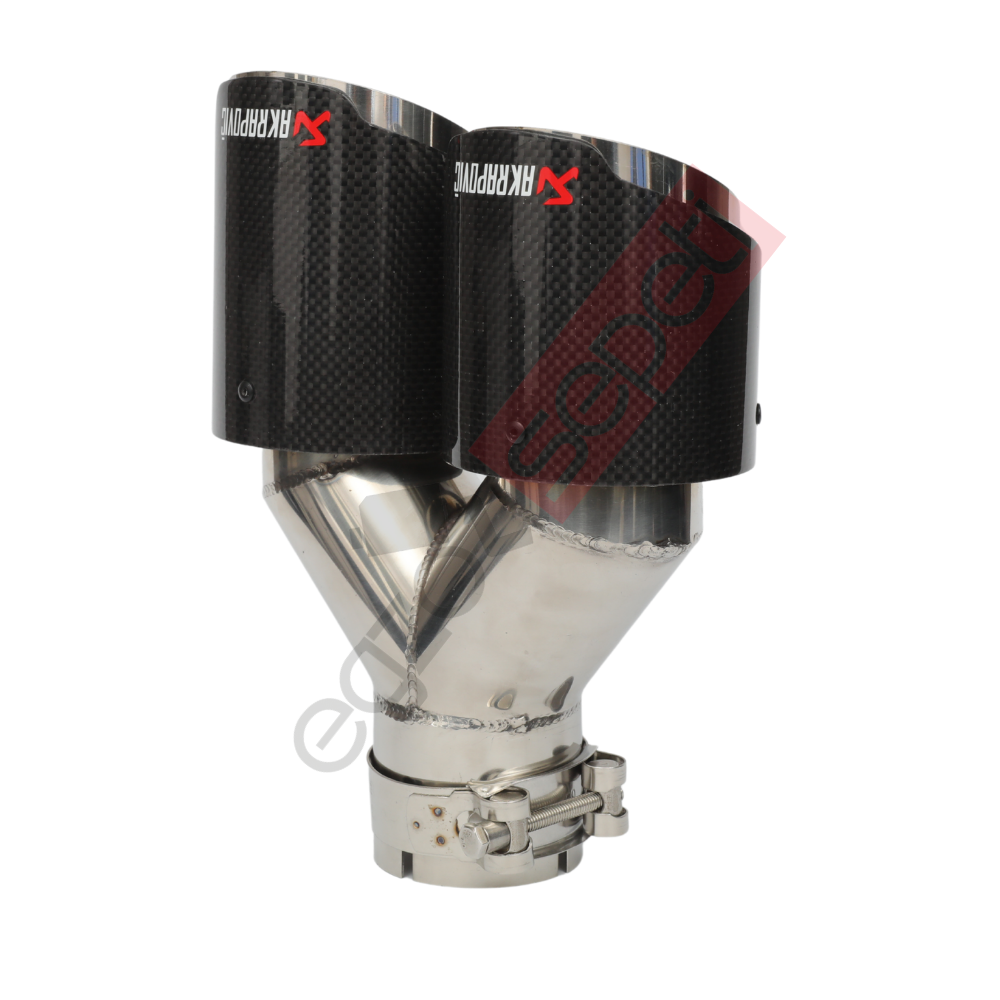 Akrapoviç Karbon Egzoz Ucu 90 MM Çiftli Parlak Krom  Sol Gerçek Karbon Malzeme İthal Ürün