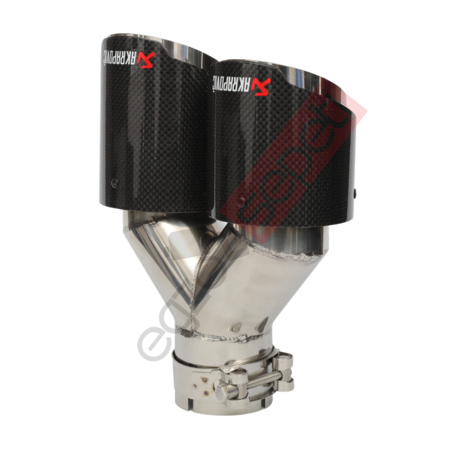 Akrapoviç Karbon Egzoz Ucu 90 MM Çiftli Parlak Krom  Sol Gerçek Karbon Malzeme İthal Ürün