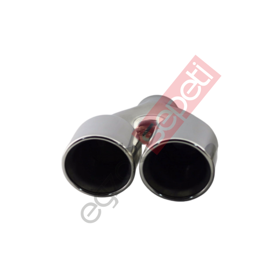 Krom Çift Çıkış Egzoz Ucu 304 Kalite Sol Taraf Yuvarlak Çap Ölçüsü 100x120MM
